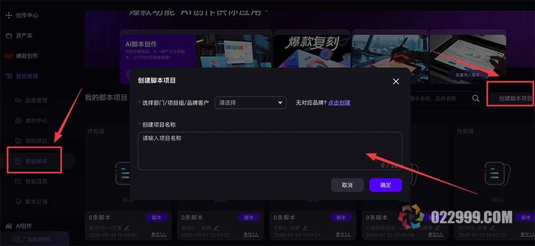 带货视频自动剪辑软件3智能脚本1_创建脚本项目.jpg
